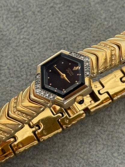 Rare Diamond Bezel With Black Dial Citizen Elegance Watch