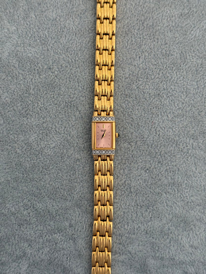 Rare New Old Stock 1990’s Diamond Bezel Seiko Watch, Pink Dial
