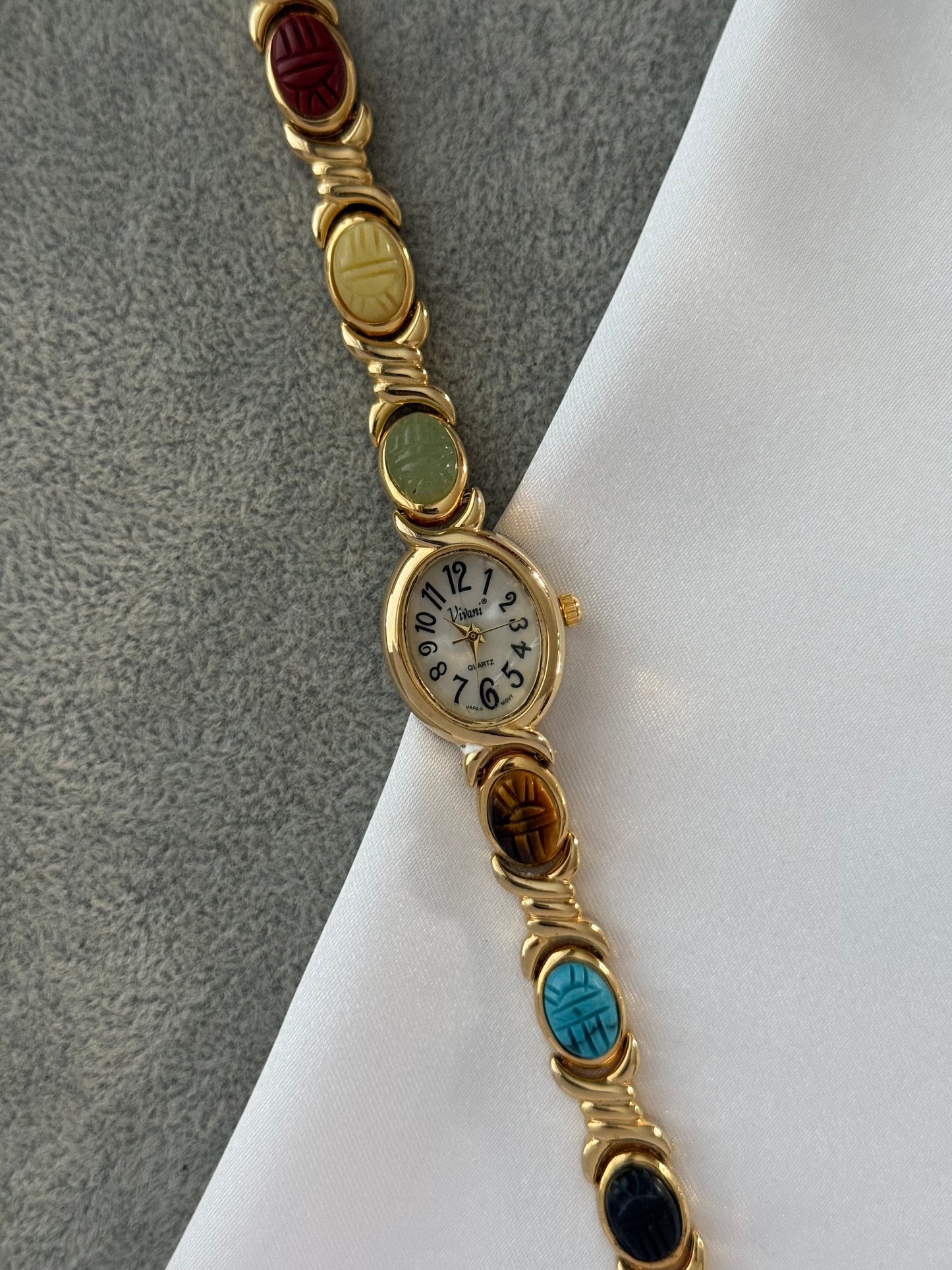 Vintage Scarab Stone Watch