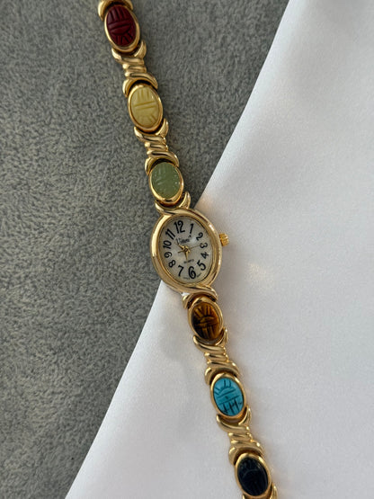 Vintage Scarab Stone Watch